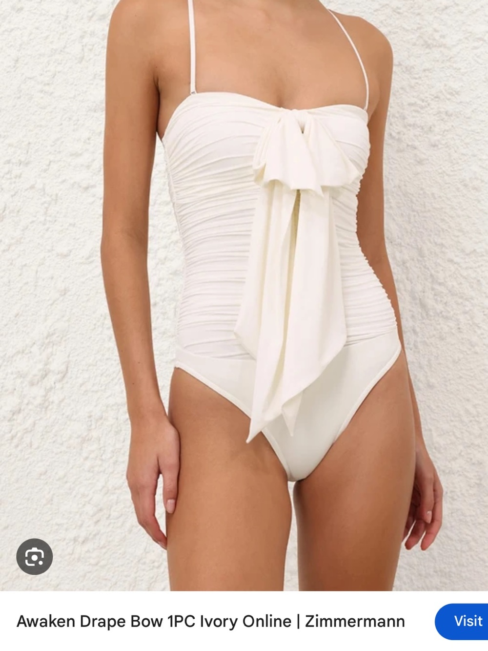Zimmermann Ivory Awaken Drape Bow One-Piece Swimsuit - NWT